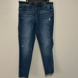 10” High-Rise Madewell Dark Blue Button-Fly Ankle Jeans